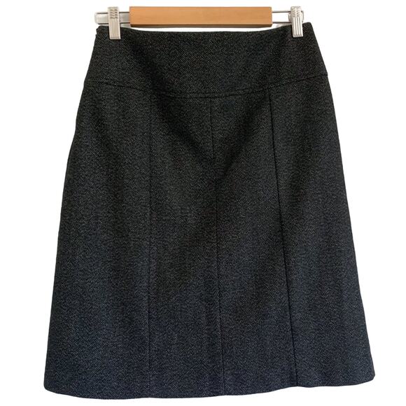 Zara Basic Herringbone Wool Blend Button Front Pocket Pencil Skirt Black Medium - Picture 2 of 15